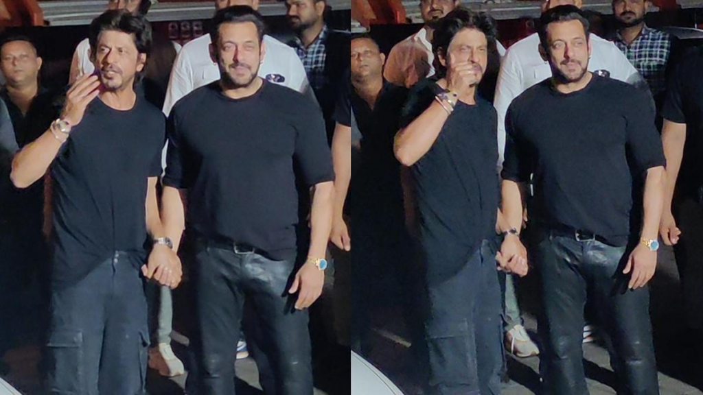 Salman Khan with Shah Rukh Khan at Bhaijaan's birthday bash