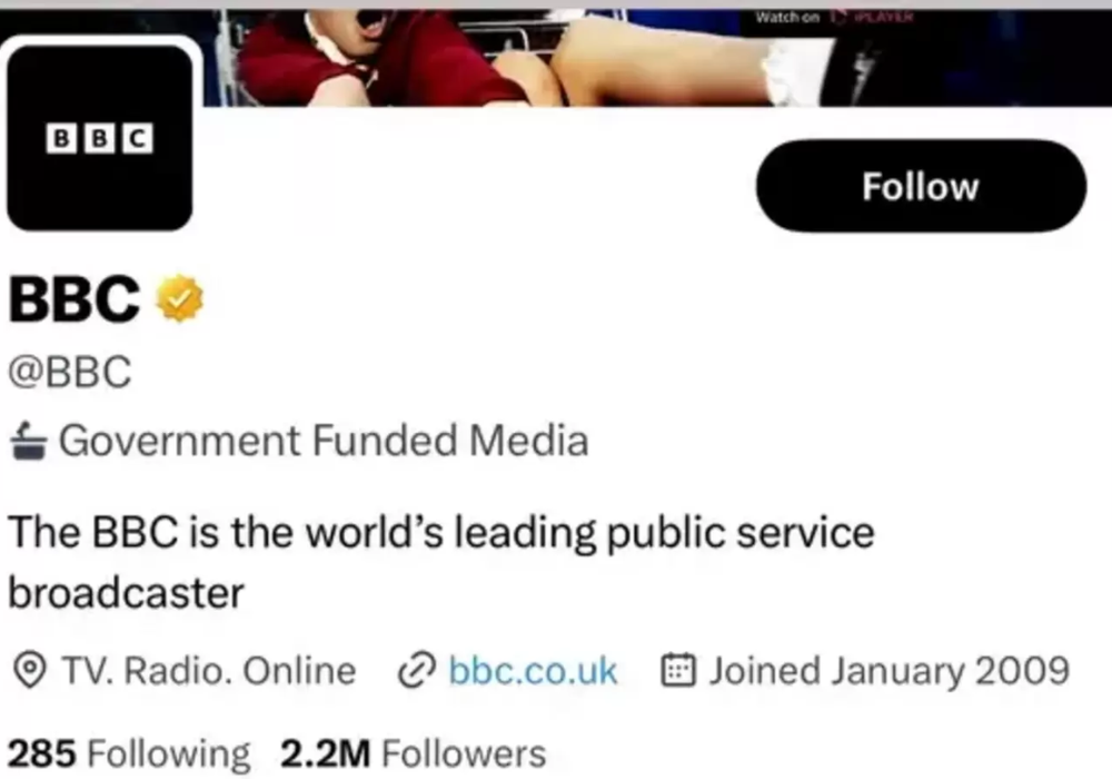 Twitter labels BBC ‘government-funded media'