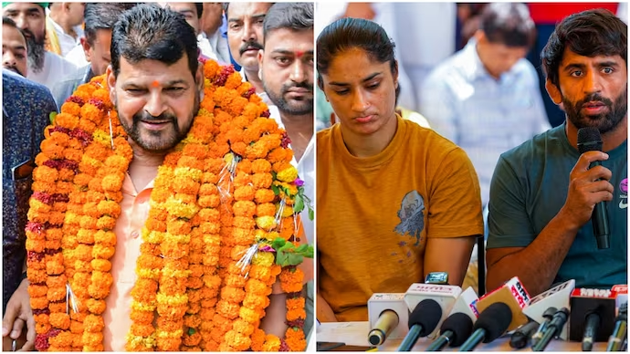 Bajrang Punia,Vinesh Phogat and Brij Bhushan