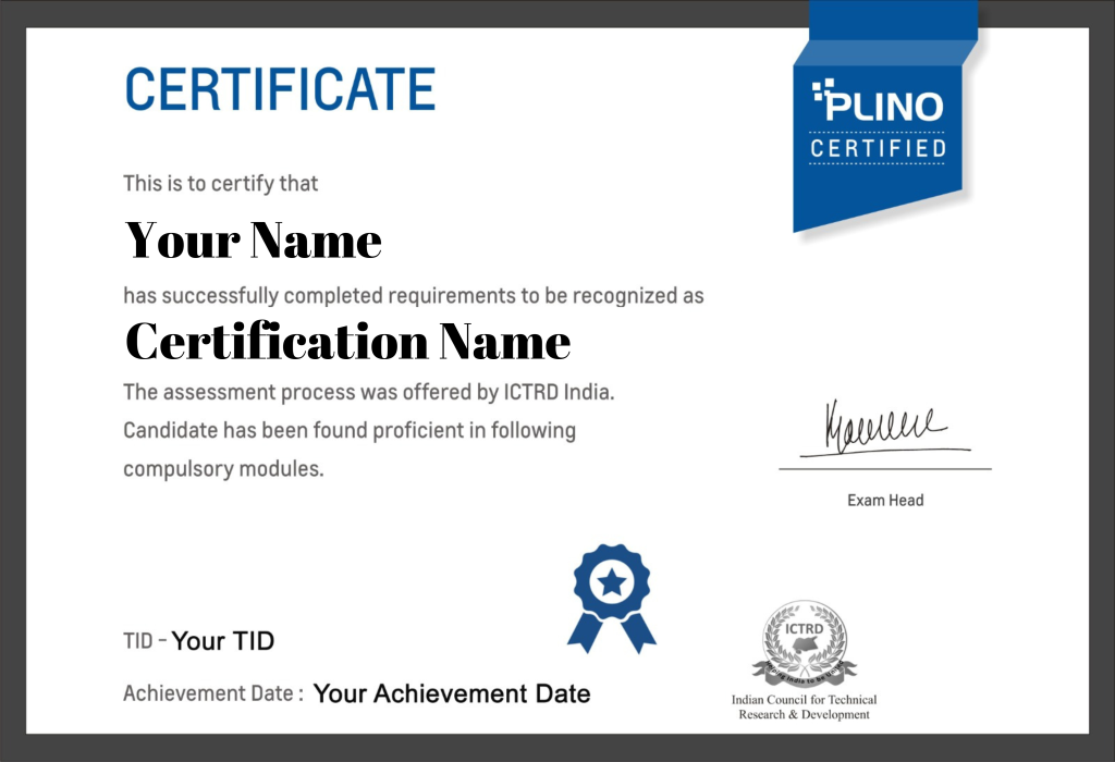 Plino Certificate