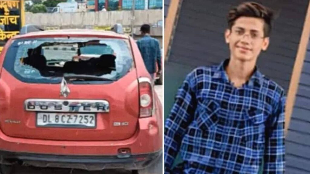 Aryan Mishra, the victim (R) and his car