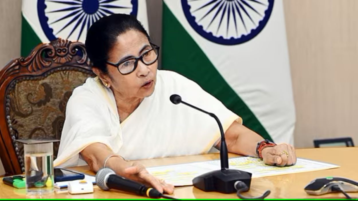 Mamata Banerjee addresses a meeting