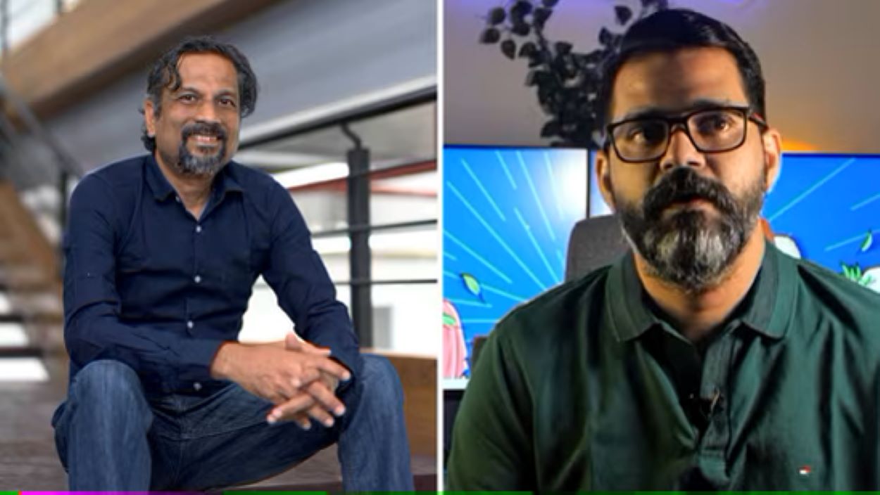 Sridhar Vembu (L) and Dr Cyriac Abby Philips (R) clashed over different views on cow urine.