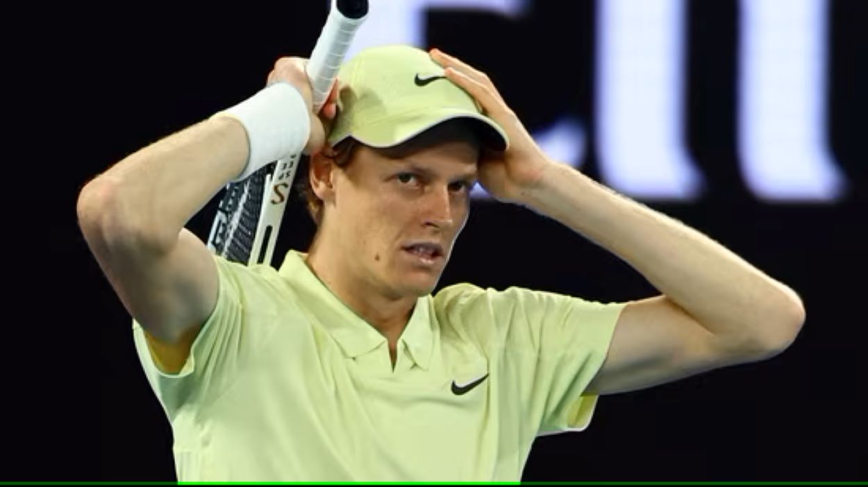 Jannik Sinner reacts after winning the Australian Open final against Alexander Zverev.