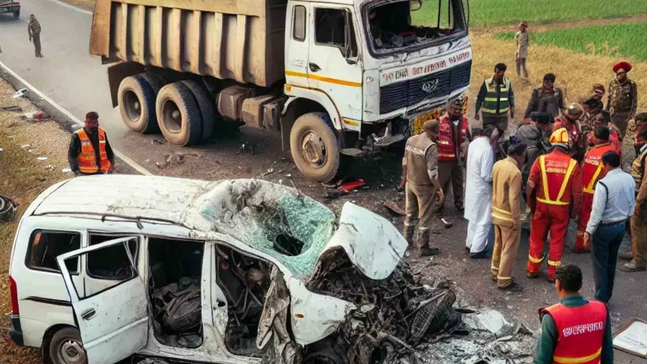 The van which was carrying people from a marriage ceremony